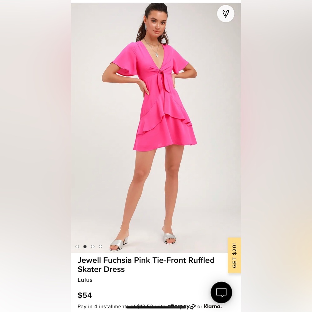 Lulus Jewell Fuschia pink Tie front ruffled skater dress New with tags